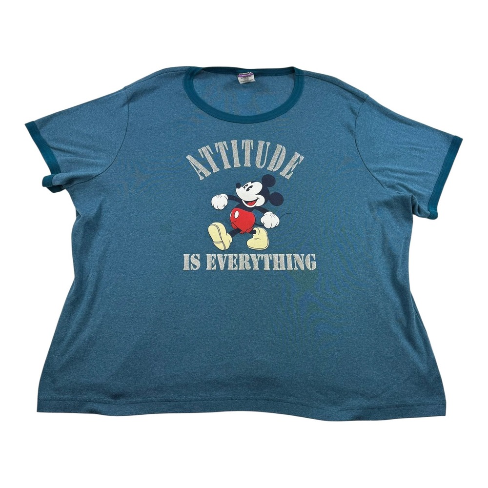 Vintage Mickey Unlimited Shirt Womens 2XL Blue Attitude Is Everything Disney 90s
